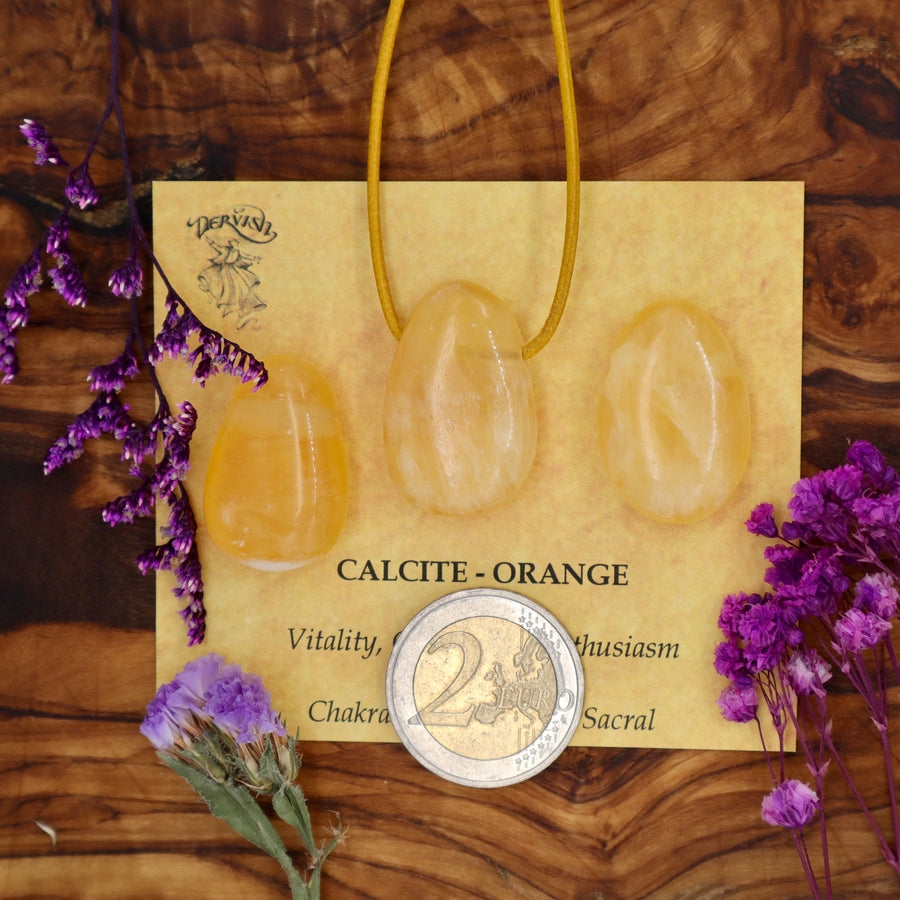 Calcite, Orange Tumblestone Pendant