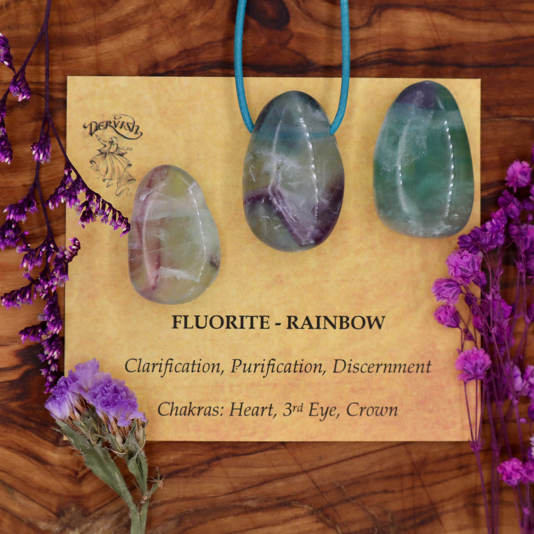 Fluorite, Rainbow Tumblestone Pendant