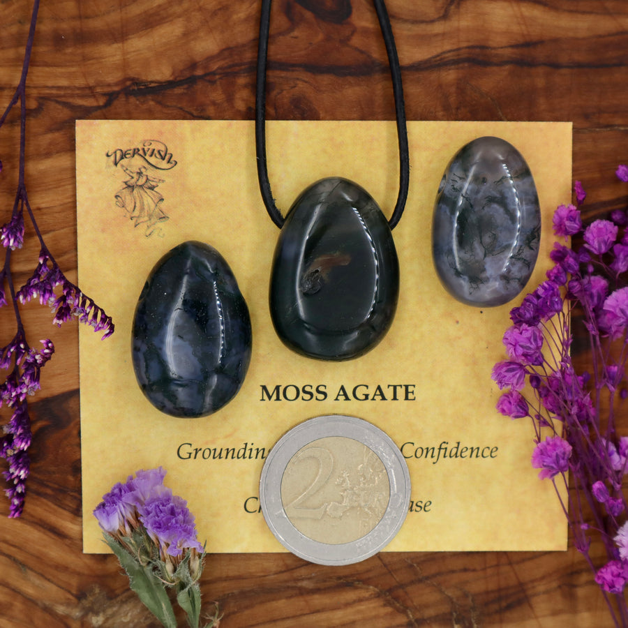 Agate, Moss Tumblestone Pendant