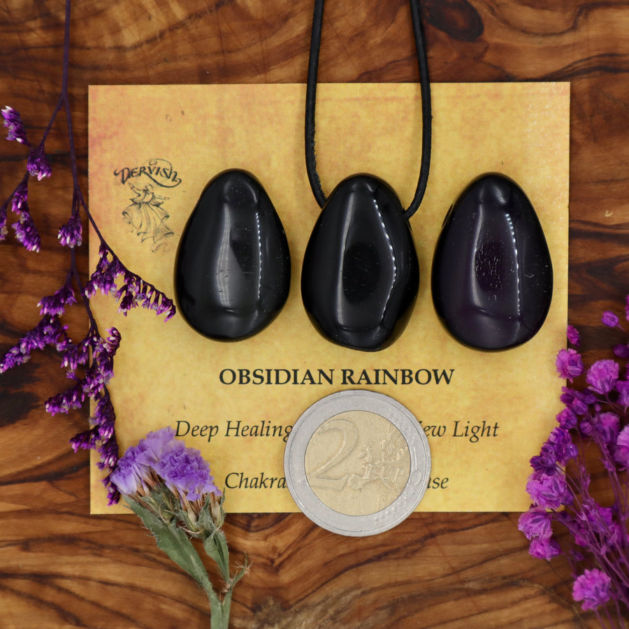 Obsidian, Rainbow Tumblestone Pendant