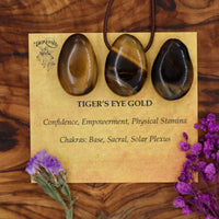 Tiger Eye, Gold Tumblestone Pendant