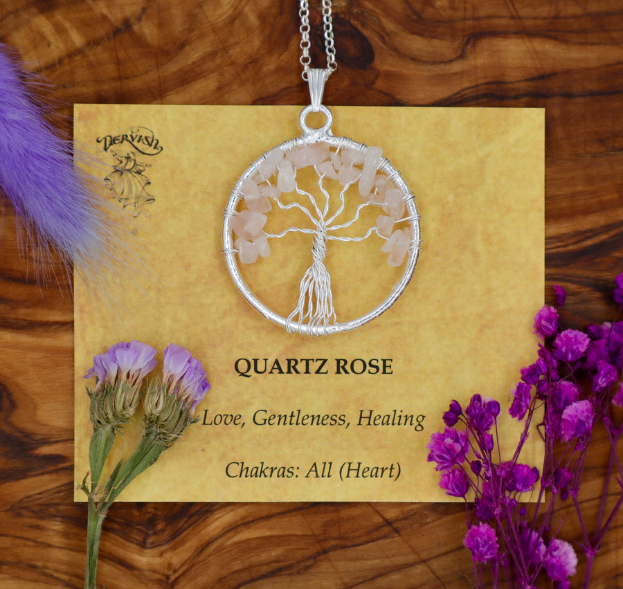 Quartz, Rose Tree of Life Pendant