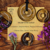 Tiger Eye, Gold Donut Pendant (30mm, 40mm)