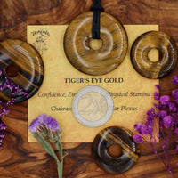 Tiger Eye, Gold Donut Pendant (30mm, 40mm)