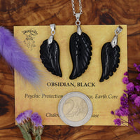 Obsidian, Black Angel Wing Pendant