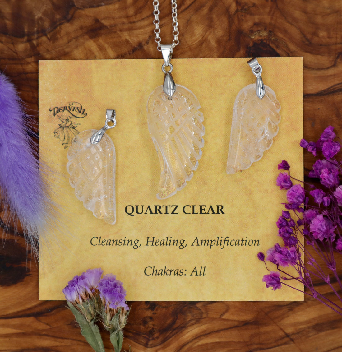 Quartz, Clear Angel Wing Pendant