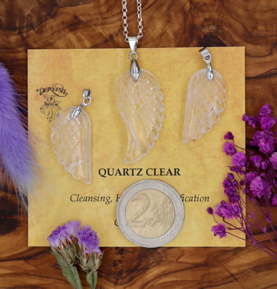 Quartz, Clear Angel Wing Pendant