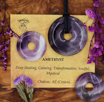 Amethyst and Amethyst Chevron Donut Pendant (30mm, 40mm)