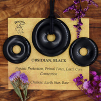 Obsidian, Black Donut Pendant (30mm, 40mm)