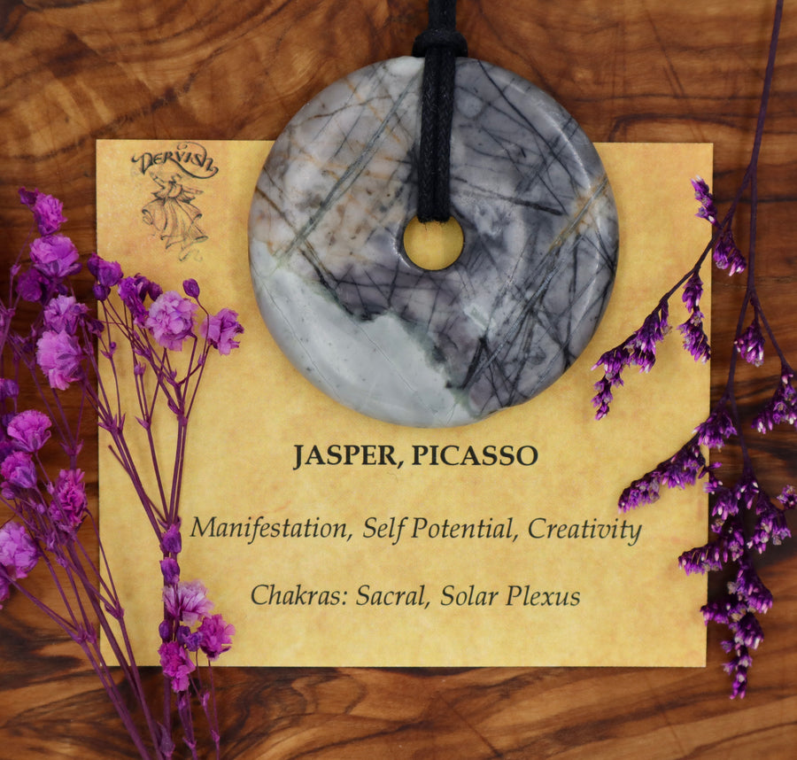 Jasper, Picasso Donut Pendant 50mm