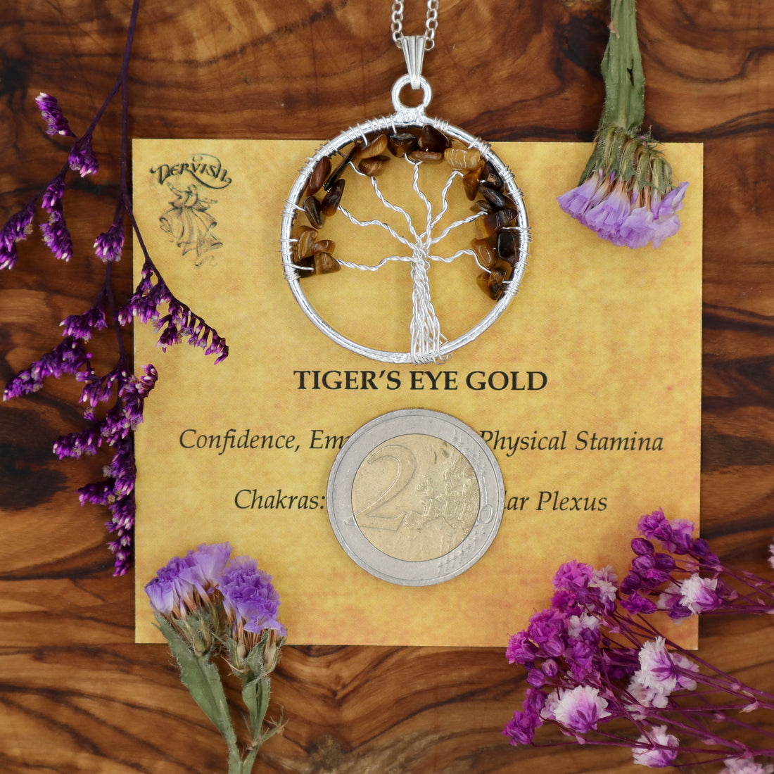 Tiger Eye, Gold Tree of Life Pendant