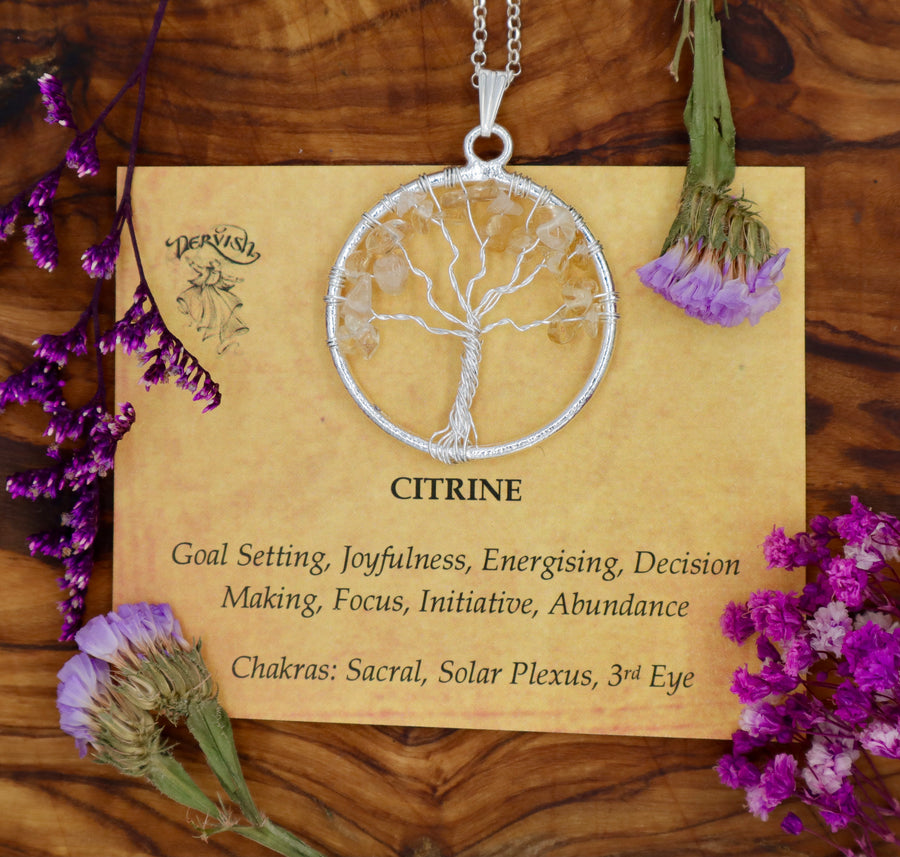 Natural Citrine Tree of Life Pendant