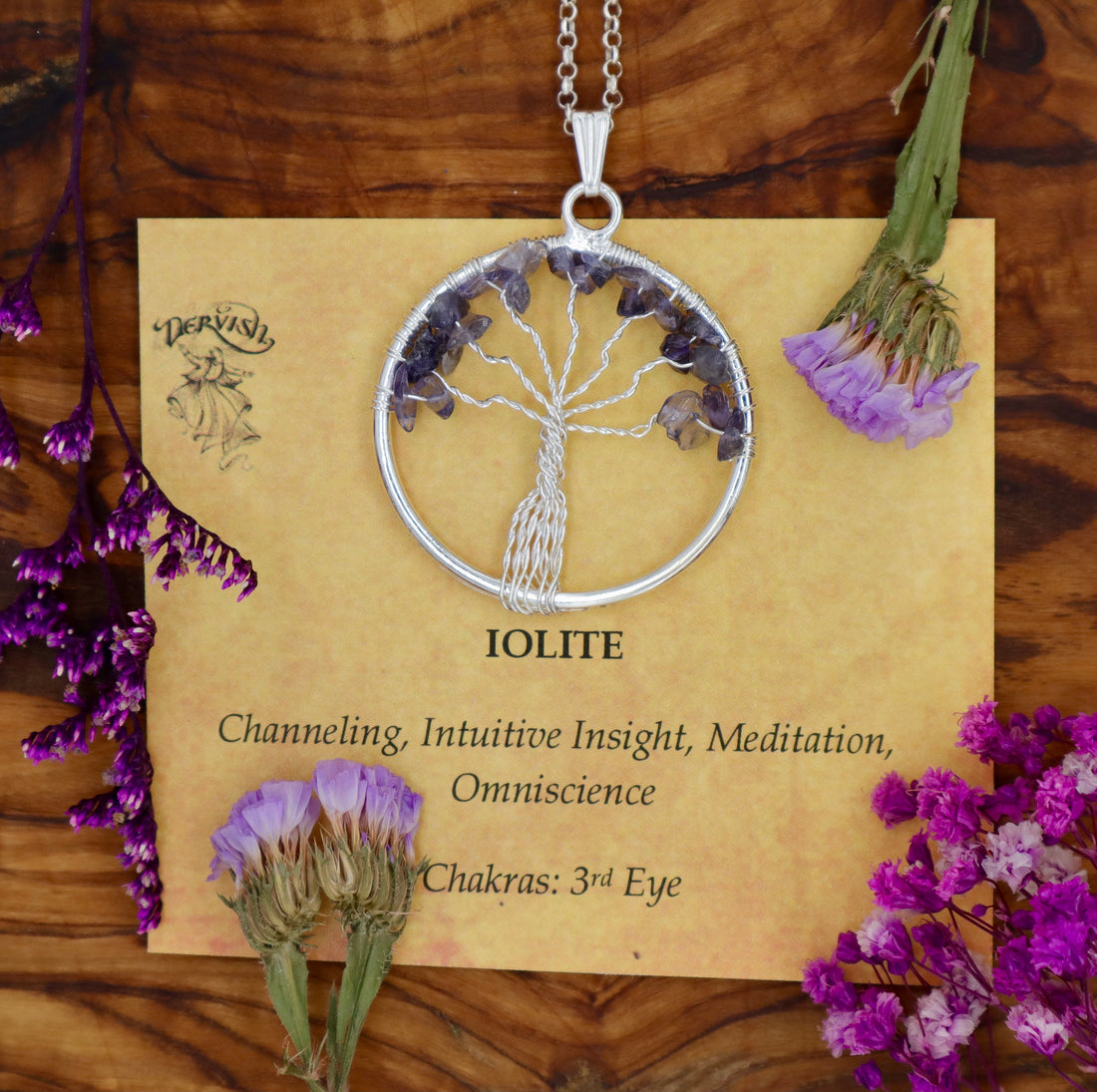 Iolite Tree of Life Pendant