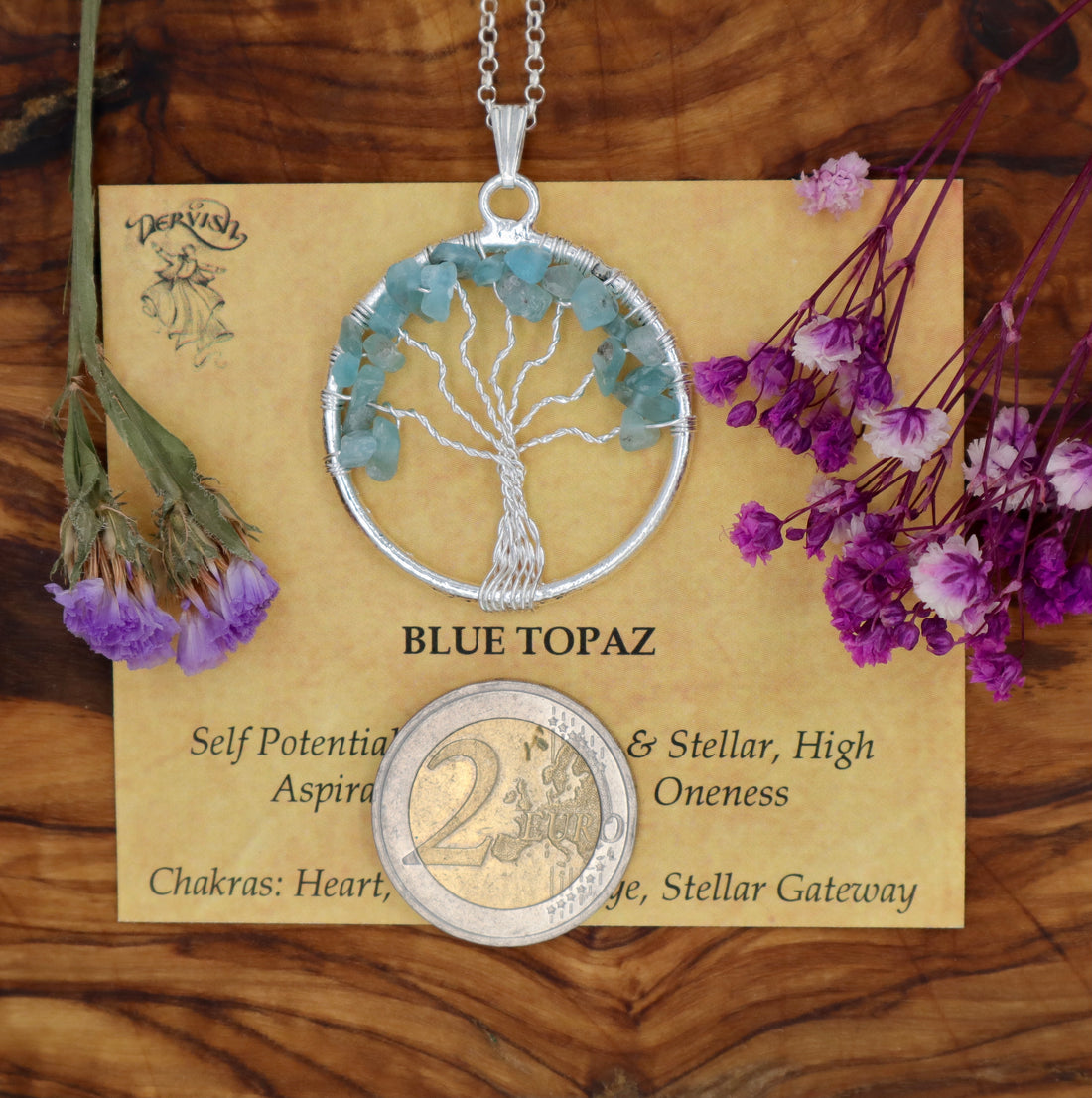 Topaz - Blue Tree of Life Pendant