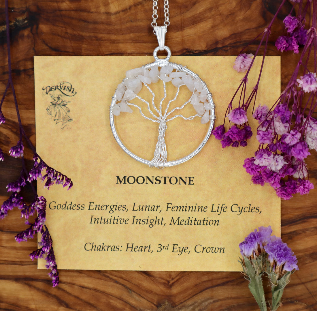 Rainbow Moonstone Tree of Life Pendant