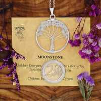 Rainbow Moonstone Tree of Life Pendant