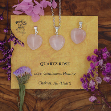 Quartz, Rose Mini Heart Pendant