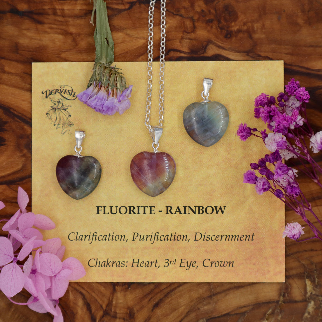 Fluorite, Rainbow Mini Heart Pendant