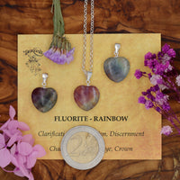 Fluorite, Rainbow Mini Heart Pendant