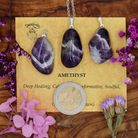 Amethyst (Chevron) Tumblestone Pendant With Metal Loop