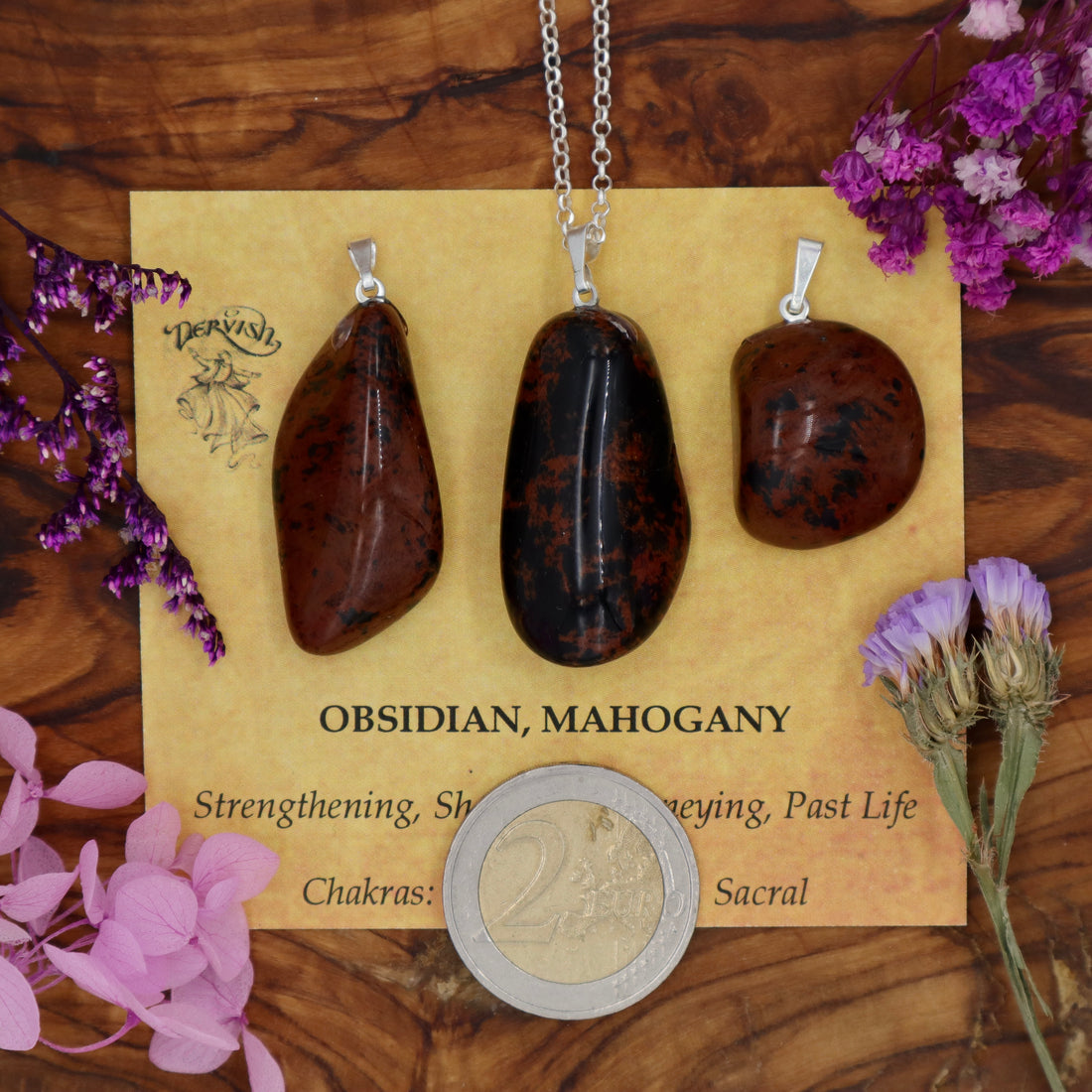 Obsidian, Mahogany Tumblestone Pendant With Metal Loop