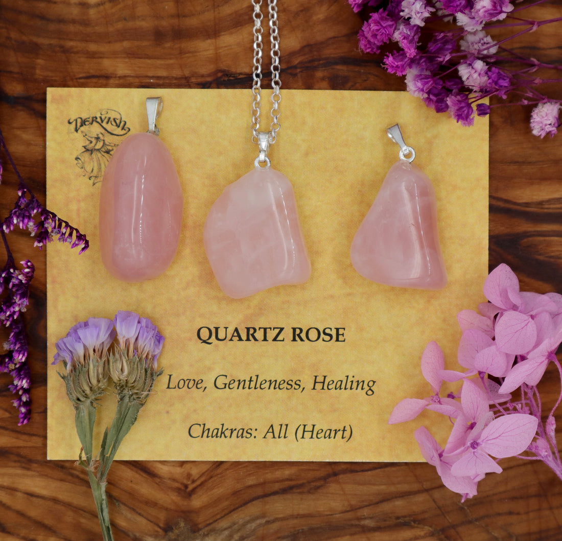 Quartz, Rose Tumblestone Pendant With Metal Loop