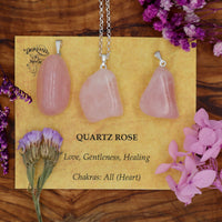 Quartz, Rose Tumblestone Pendant With Metal Loop