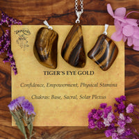 Tiger Eye, Gold Tumblestone Pendant With Metal Loop