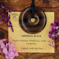 Obsidian, Black (Lamellan) Donut Pendant 50mm