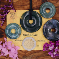 Agate, Moss Donut Pendant (30mm, 40mm)