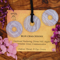 Chalcedony, Blue Donut Pendant 30mm