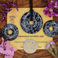 Obsidian, Snowflake Donut Pendant (30mm, 40mm)
