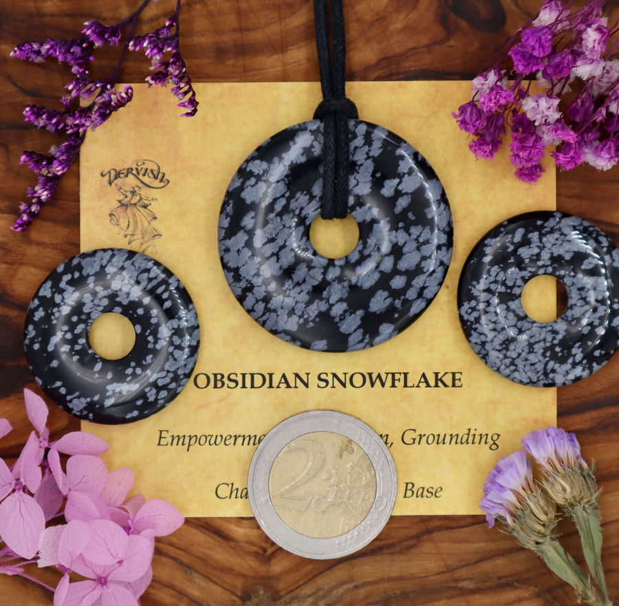 Obsidian, Snowflake Donut Pendant (30mm, 40mm)