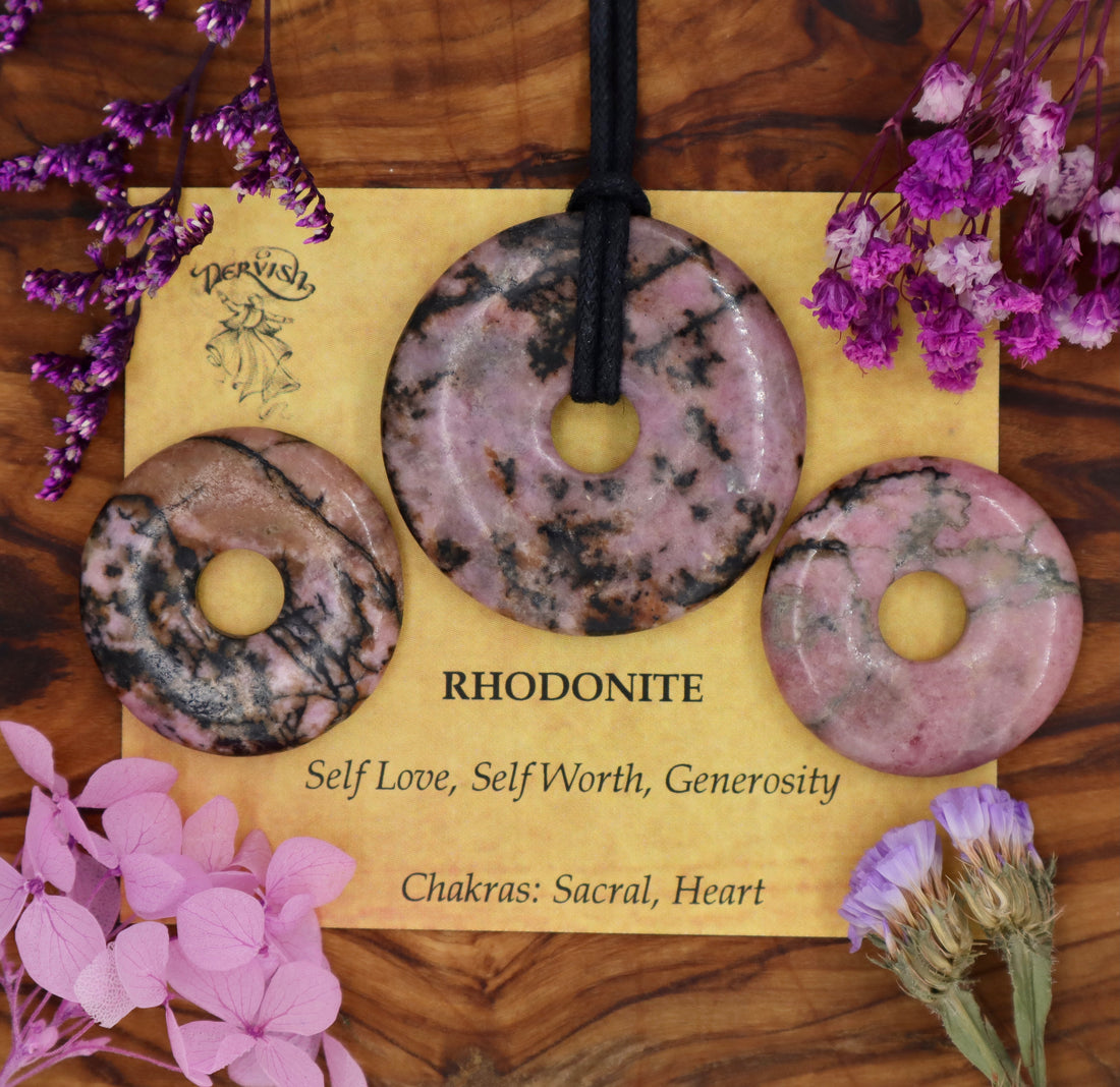 Rhodonite Donut Pendant (30mm, 40mm)