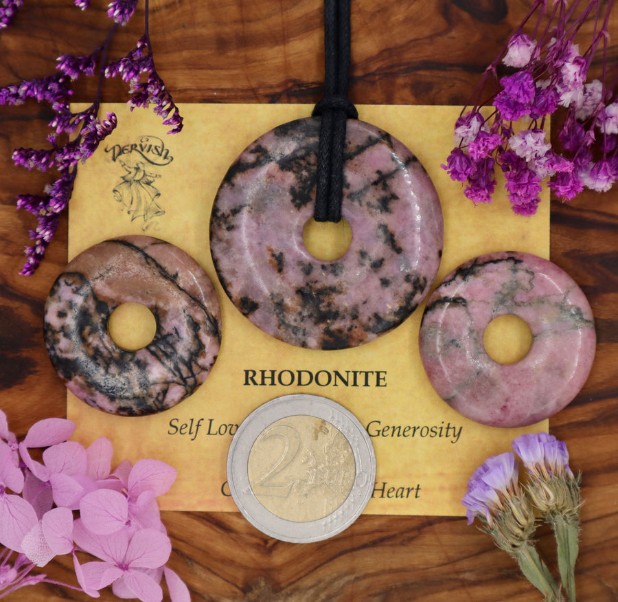 Rhodonite Donut Pendant (30mm, 40mm)