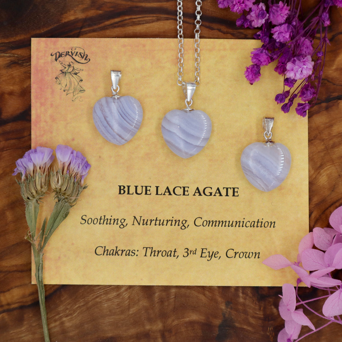 Blue Lace Agate Heart Pendant