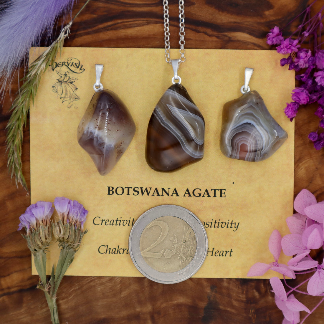 Agate, Botswana Tumblestone Pendant with Metal Loop