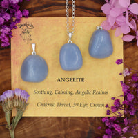 Angelite (Blue Anhydrite) Tumblestone Pendant With Metal Loop