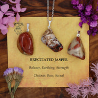 Jasper, Brecciated Tumblestone Pendant With Metal Loop