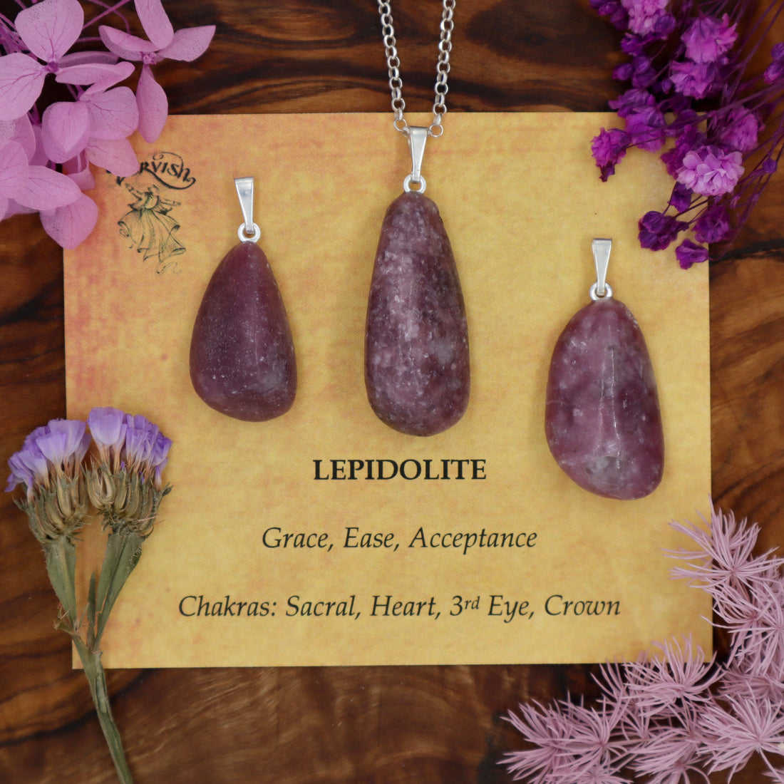 Lepidolite Tumblestone Pendant With Metal Loop