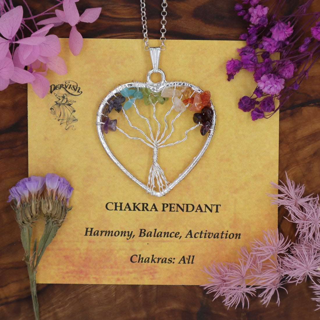 Chakra Tree of Life Pendant Heart