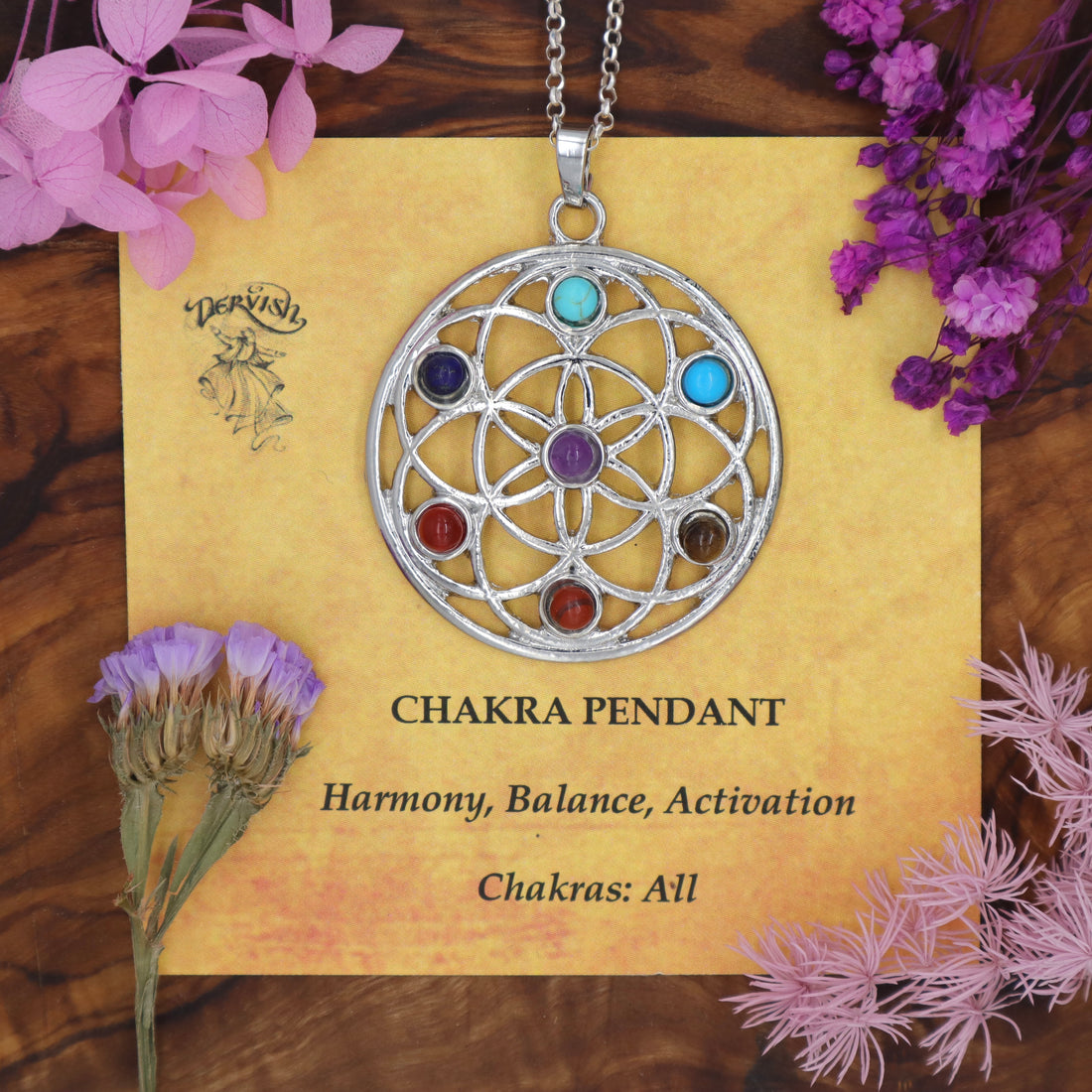 Chakra Flower of Life Pendant