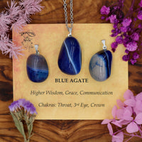 Agate, Blue Tumblestone Pendant with Metal Loop