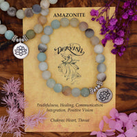 Amazonite Mala Bracelet with Lotus 8mm