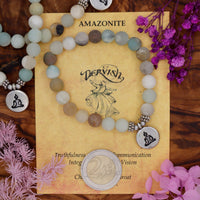 Amazonite Mala Bracelet with Meditation Symbol 8mm