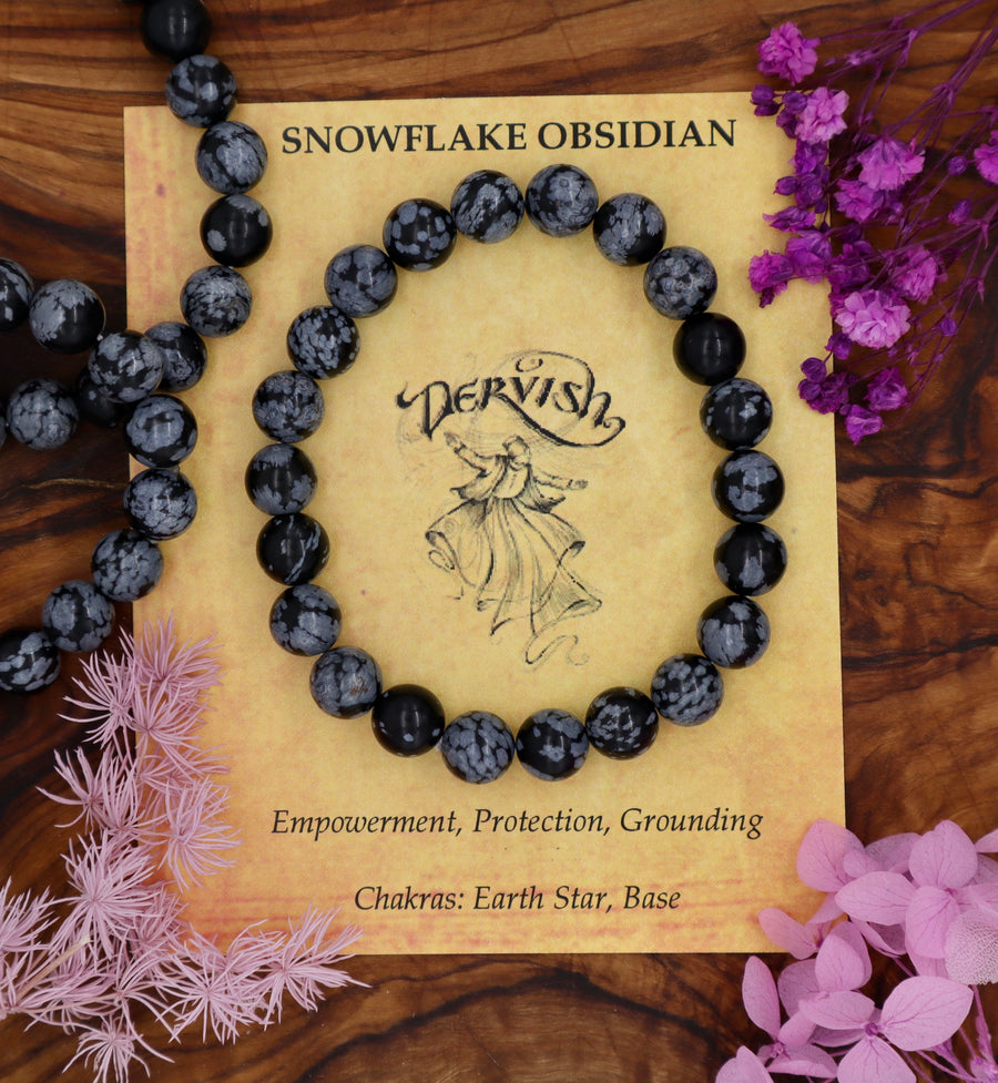 Snowflake Obsidian Bracelet 8mm (Sphere)