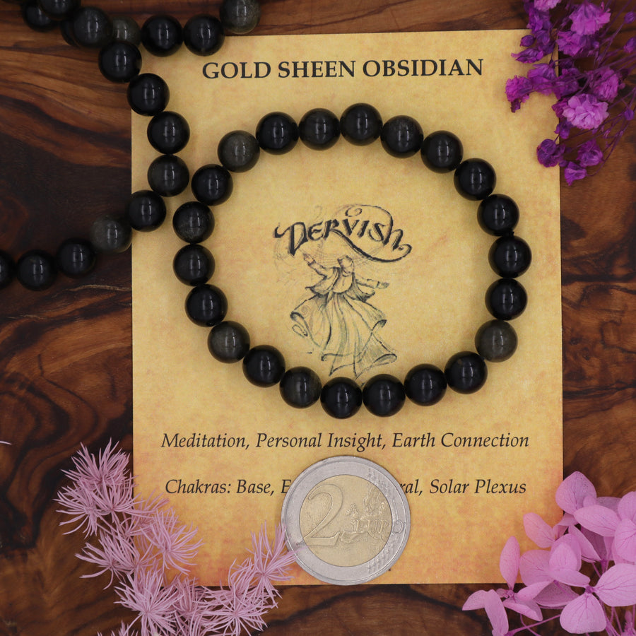 Obsidian, Gold Sheen Bracelet 8mm (Sphere)