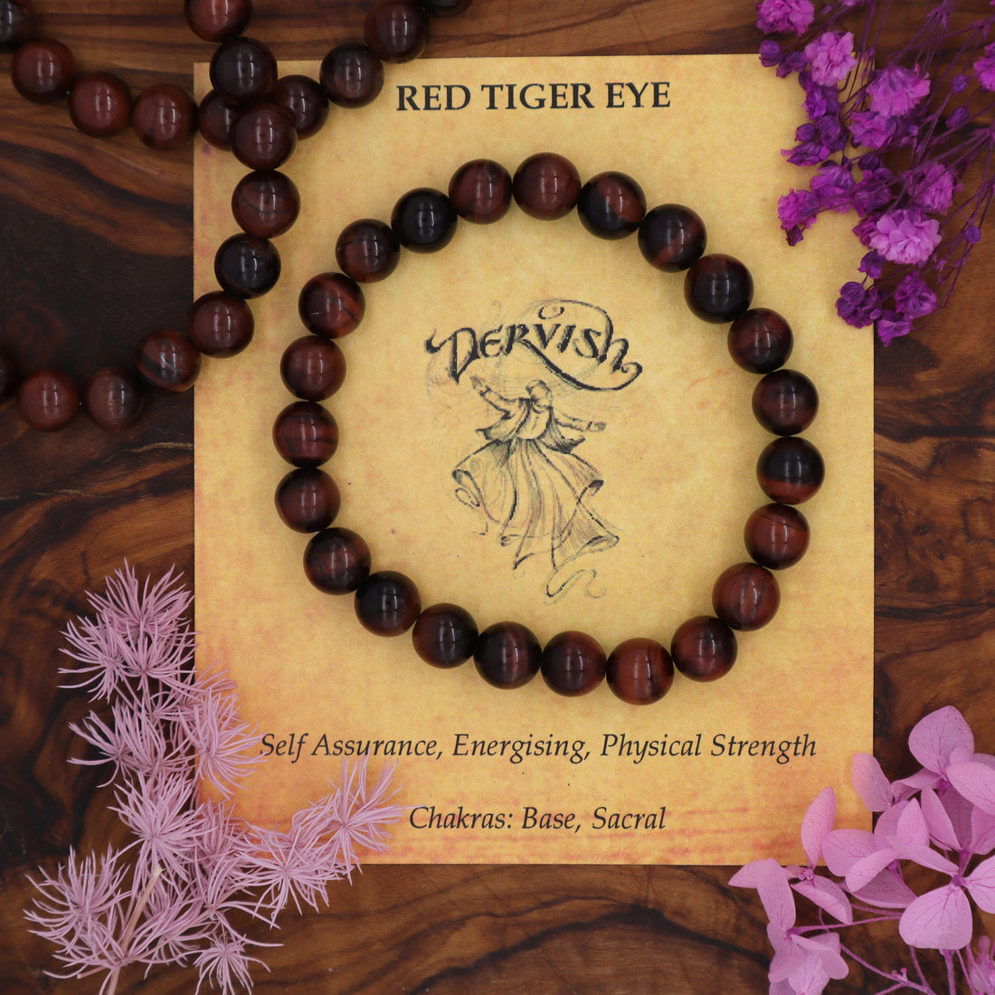 Tiger Eye, Red Bracelet 8mm (Sphere)