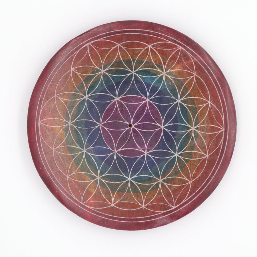 Multi Coloured Incense Plate with 7 Chakra Colours
