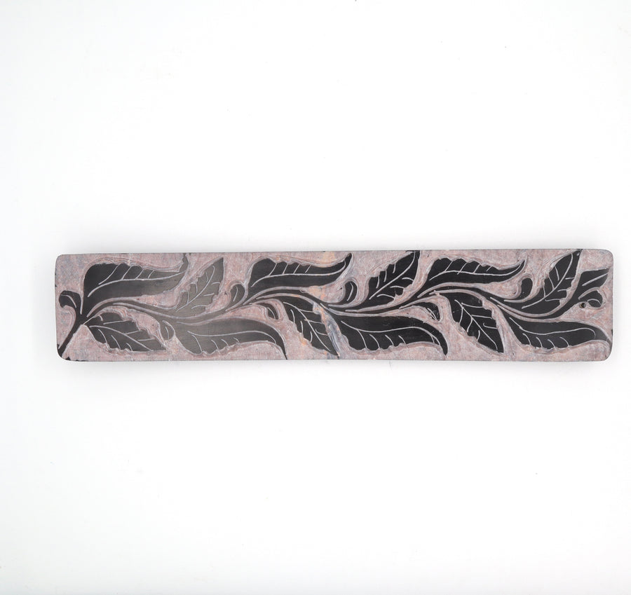 Black Coloured Soapstone Fine Carved Incense Holder